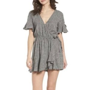 NWT BP Nordstrom Black & White Gingham Plaid Wrap Romper